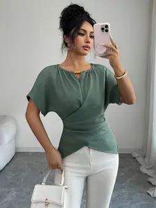 Women's Summer New Halter Backless Blouse, Sexy Button Front Top, Minimalist Fitted Short Strap, Island Vacation Style Shirts