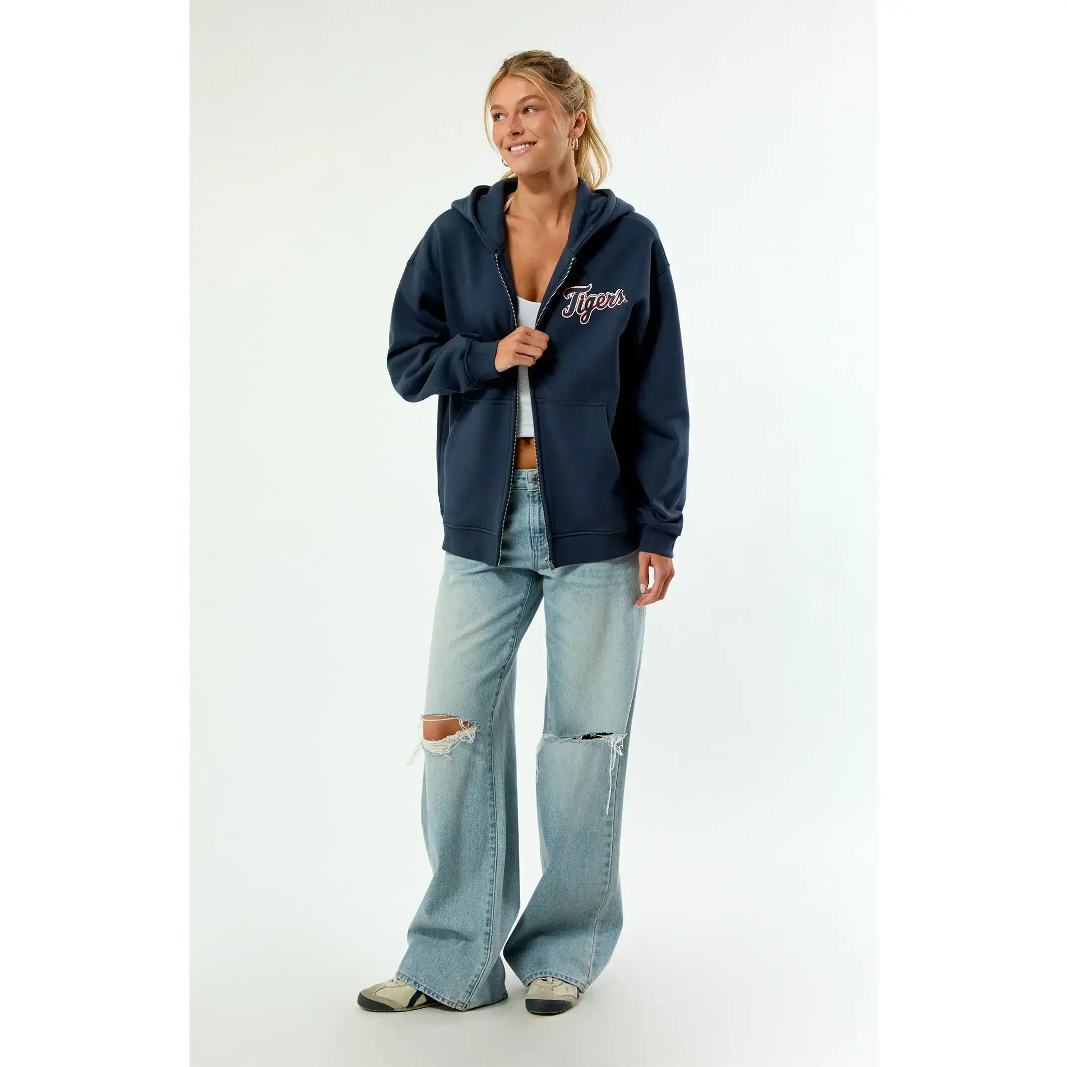 WILD COLLECTIVE Women's x MLB Detroit Tigers Zip Up Hoodie