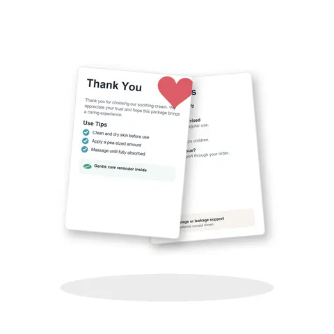 Umex Thank You Cards | Back-to-School Beauty & Body Care Customer Appreciation Card Insert with Use Tips, Safety Notes, After-Sales Support