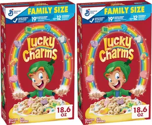 Lucky Charms Cereal with Marshmallows, Gluten Free Cereal Made with Whole Grain, Family Size