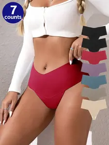 Women's Solid Color Seamless Thong, Breathable Comfortable T-back Panty for Daily Wear, Women's Underwear for All Seasons, Garments, Fashion Comfy Underwear, Soft Fit Panty, Casual Breathable Knicker, Everyday Wear Panties, Fitted Panties