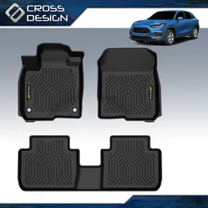 CROSSDESIGN TPE Floor Mats Fit For 2023-2024 Honda HR-V Front and 2nd Row,All weather Waterproof Durable Non-slip ,3pcs Upgraded Version
