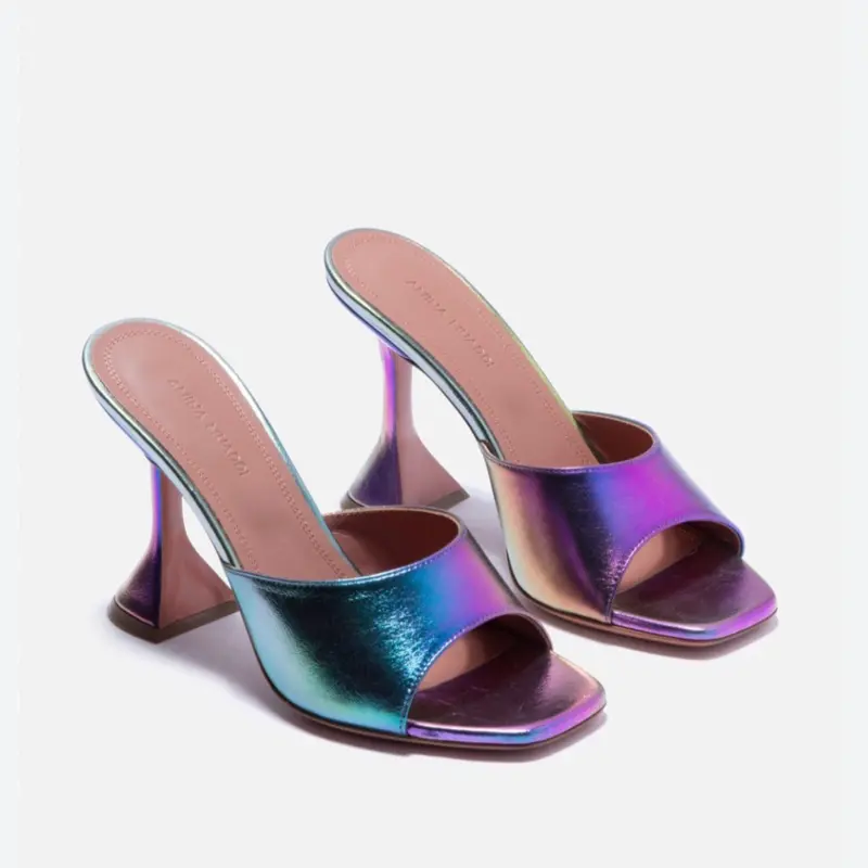 Amina Muaddi Lupita Iridescent Mules Size 39