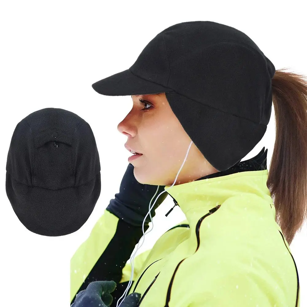 Women's Fleece High Ponytail Hat, Casual Winter Beanie to Keep Warm with Flip-Down Ear Warmers and an Adjustable Fit, Casual Hat, High Ponytail Hats