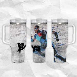 A Train - The Boys Water Bottle Stainless Steel Thermos Keeps Drinks Hot Cold 24H Portable Travel Mug Gothic Minimal Design Gift for Him Her