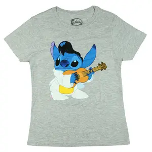 Disney Stitch T-Shirt Women's Elvis-Inspired Design Short Sleeve Tee