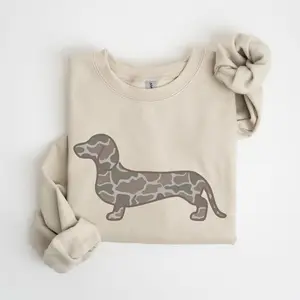 Dachshund Duck Camo T-Shirt, Sweatshirt, Hoodie, Duck Camo Wiener Dog Outfit, Cute Doxie Crewneck, Funny Dog Graphic Top