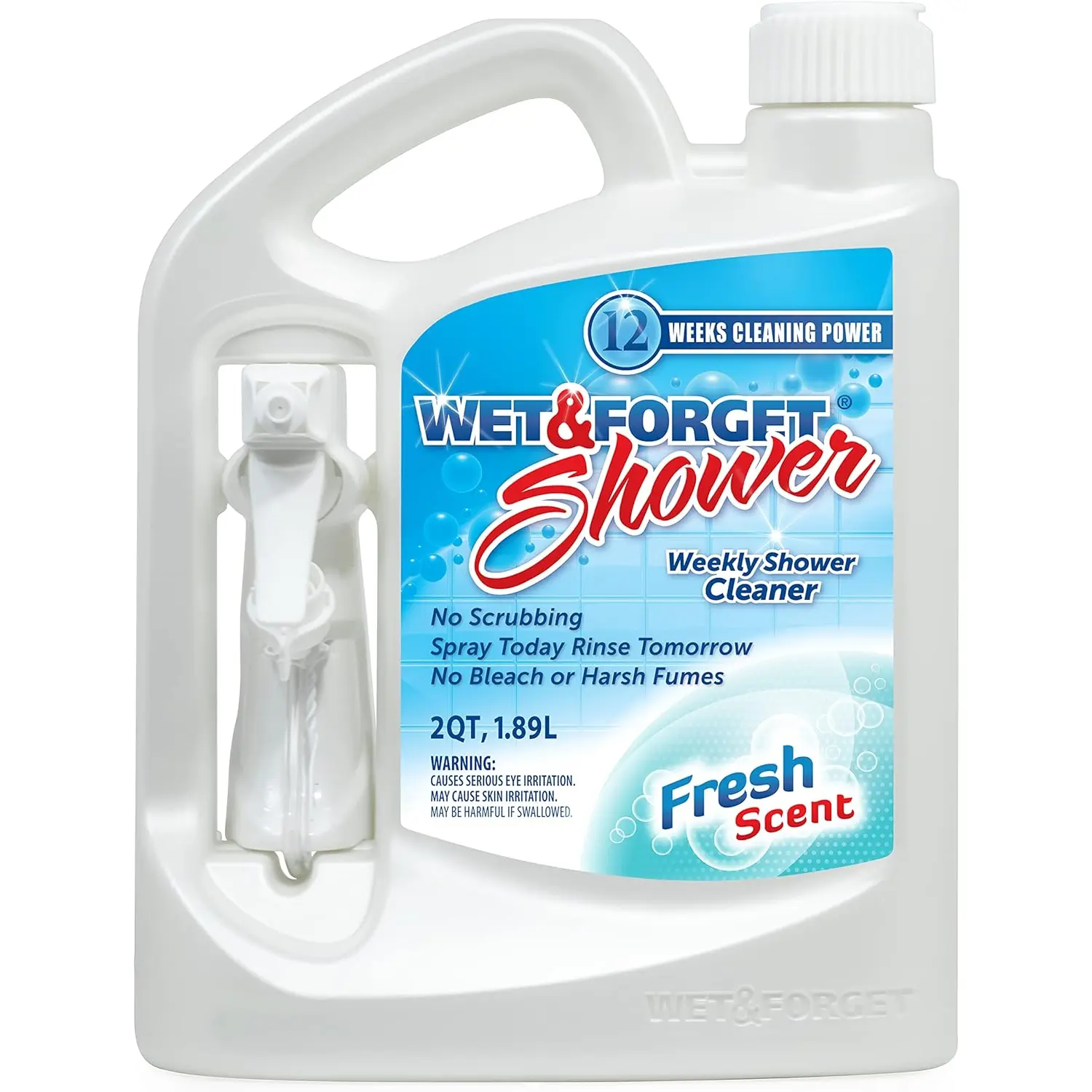 Wet & Forget Shower Cleaner Spray Multi-Surface Weekly Application Requires No Scrubbing, Bleach-Free Formula, Ready to Use, Fresh Scent, 3 Months of Cleaning, 64 Fluid Ounces, 1 Pack Wet & Forget