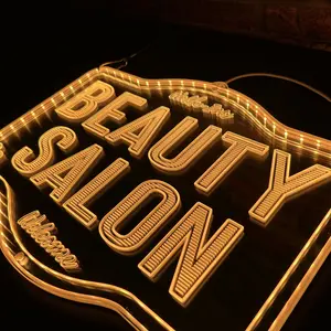 ADVPRO Beauty Salon Walk Ins Welcome RGB Glam Plus LED Sign - Elegant Mirror Backing - Smart 3D Shop Decoration - Multicolor Dynamic Lighting st06s43-fnd-j0005-d