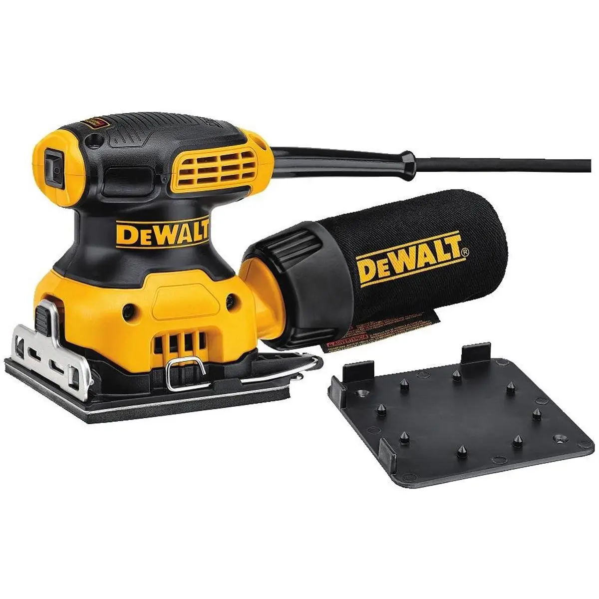DEWALT DWE6411 Portable Orbital Polisher Power Tool - 0.25 in. Sheet Finish Sander, 2.3 A Motor, Included Handle, Locking Dust-Port System, Improved Paper Clamp, Reduces Vibration, for Wood Finishing Tasks