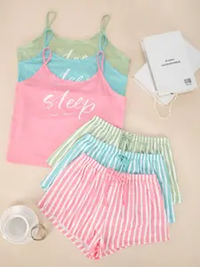 Women's Sleepwear Set, Pajama Loungewear Pjs, Homewear, Breathable Skin-Friendly Soft Fabric, Comfortable Casual Home Wear, Sleeveless Spaghetti Tank Top & Shorts, All Seasons