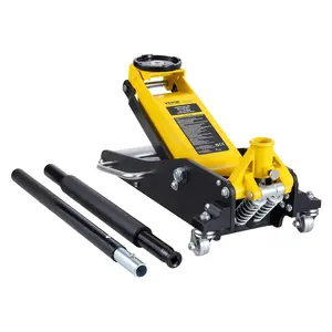 【fathersdaygift】VEVOR Low Profile Floor Jack 2 Ton (4400 lbs) , Heavy Duty Aluminum Hydraulic Racing Floor Jack, Hydraulic Car Jack, Dual Piston Quick Lift Pump, 3.2"-14.6" Height Lifting Range (Yellow)