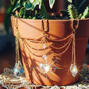 Heart Crystal Wind Chime Hanging Decor, Magical Garden Balcony Sun Catcher, Rainbow Refraction, Trendy Chain Decor, Essential Plant Pot Decoration, Healing Gift for Friends