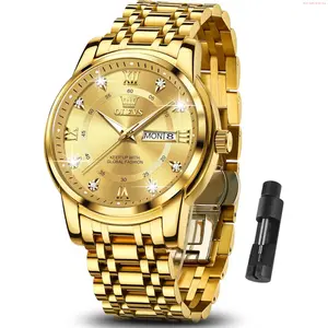 OLEVS Watch OLEVS Classic Men Watches with Date,Stainless Steel Man Watch with Date, Bussiness Watches for Men,Luminous Quartz Mens Watches Black/White/Blue/Gold, Waterproof Male Watch with Week