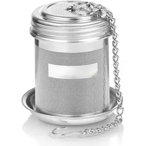 Stainless Steel  Infuser for Loose Leaf , Small (1.5" Diameter x 2.2" Height) - Extra Fine Mesh Strainer with Chain Hook & Lid,   Steeper for Mugs, Cups & Teapots
