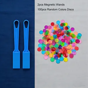 2pcs Bingo Stick And Disc Set With 100 Colorful Discs, Ideal For Large Group Games, Family Game Nights, Counting And Sorting Activities, Tabletop Games, Board Game Accessories, Perfect For Birthday, Christmas, New Year's Party Game Set