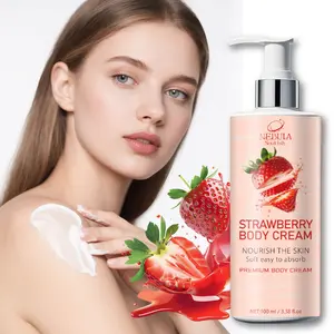 100ML Sweet Strawberry Body Cream, Rich in Strawberry Extracts, Deep Moisturizing for Dry Skin, Contains Coconut Oil, Vitamin E & Honey