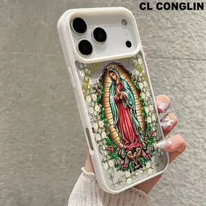 Customized Virgin Mary Design Magnetic Smartphone Case - Protective, Non-Yellowing Soft Silicone & Transparent Acrylic Cover, Shockproof, Wireless Charging Support, Fits iPhone 17,16 Pro Max Plus,15,14,13,12,11 Mobile Phone Accessories for Protection
