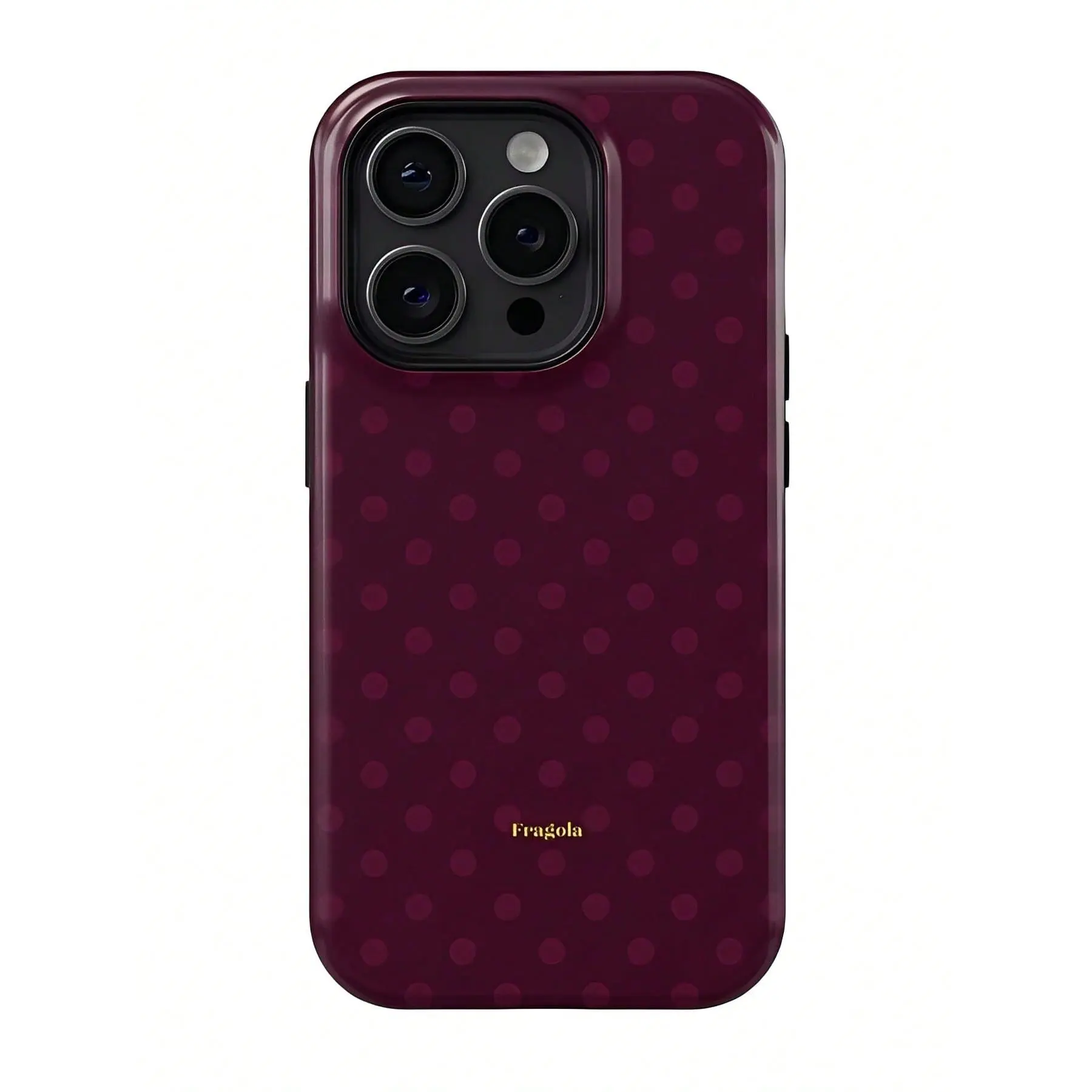 Wine red background with pink polka dots, 2-in-1 phone case. Compatible with iPhone 17/16/15/14/13/12/11/XS/X/XS Max/XR/7P/8P, it’s an ideal Christmas, New Year, or Valentine’s Day gift for friends and family., Cover, Accessories, Smartphone,summerwins su