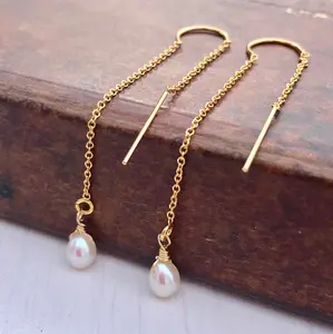 Pearl Threader Earrings- June Birthstone