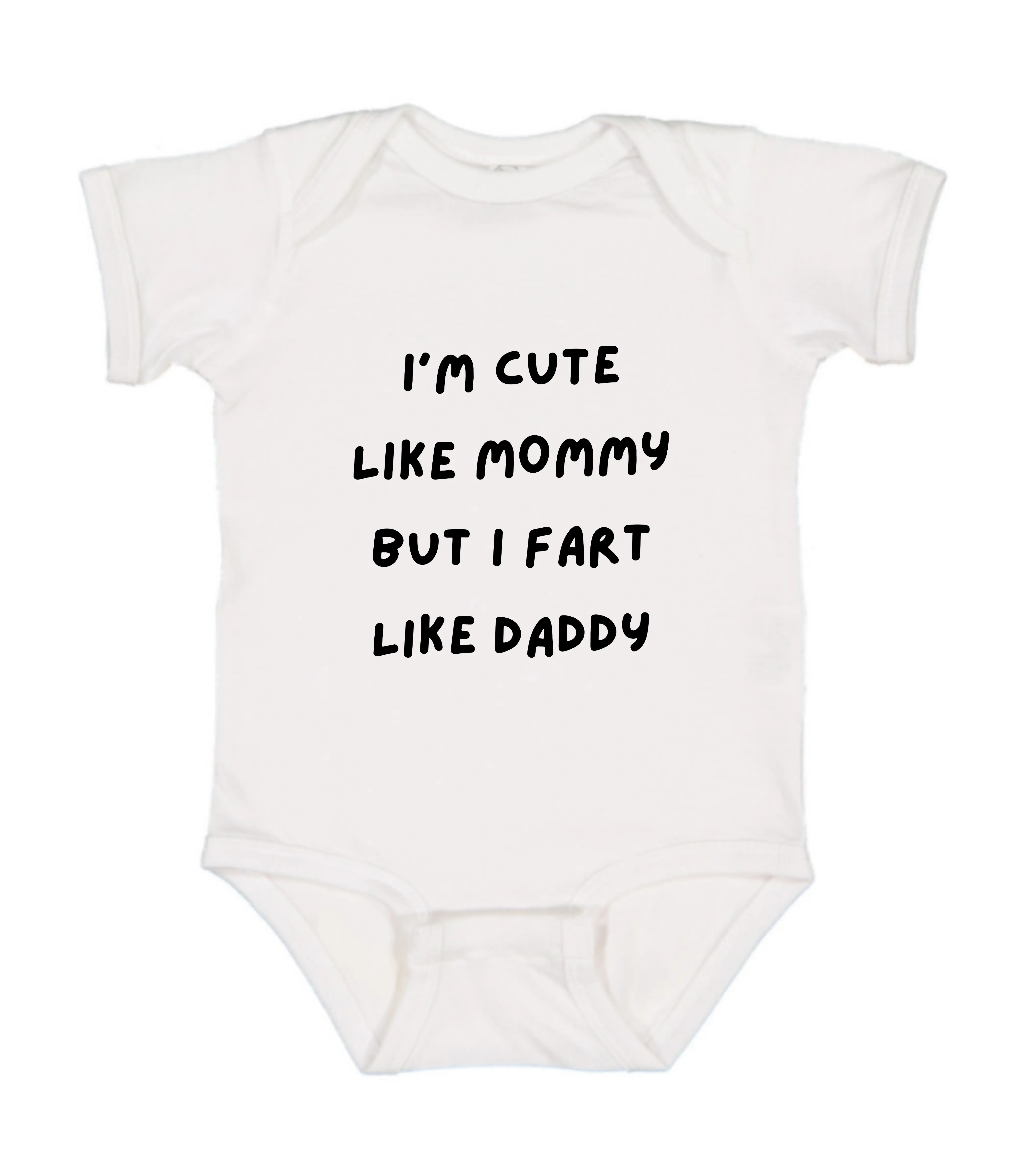 I'm Cute Like Mommy But I Fart Like Daddy Onesie, Funny Baby Bodysuit, Pregnancy Announcement Gift, Cotton Baby Clothes, Funny Bodysuit
