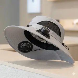 Dual Fan Cooling Sun Hat for Men, 3-Speed USB Rechargeable Outdoor Hat, Wide Brim Full UV Protection, Lightweight Breathable Quick Dry, Great for Fishing Hiking Gardening Farm Labor, Instant Summer Heat Relief, Anti-Sweat Comfort for All Outdoor Work &