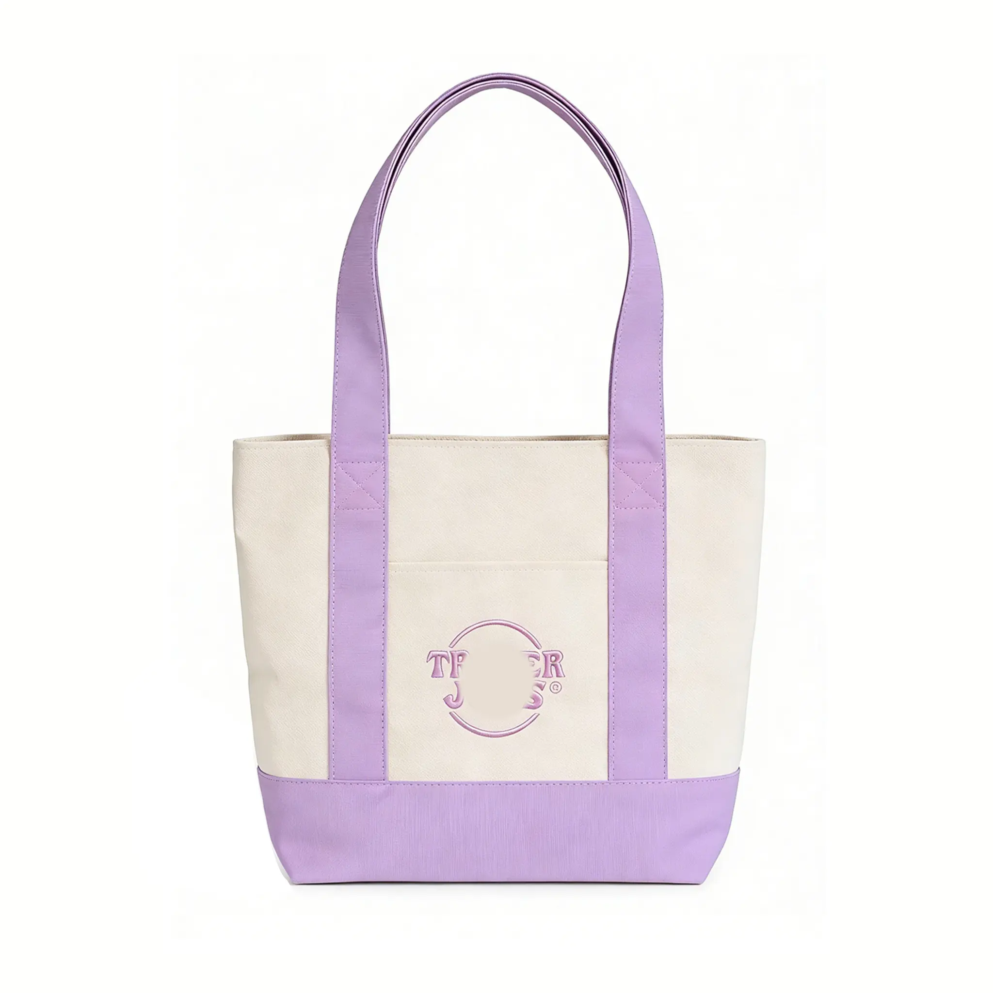 Women's Purple Canvas Tote Bag - Large Reusable Trader Joe's Grocery Bag, Stylish Summer Beach Shoulder Carryall for Travel, Daily Outings