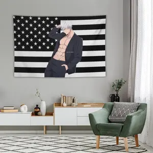 Tapestry  Jujutsu Kaisen Gojo Satoru tapestry anime interior decoration bedside sofa living room hanging painting poster Black flag background wall 13