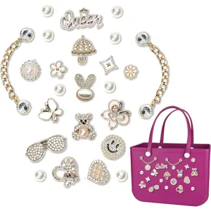 h-32 Bag Charms for Bogg Bag Accessories 24PCS Bling Sparkle Rhinestones Decorative Bogg Bag Charms for Beach Tote Rubber Bag Accessories