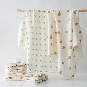 Double Layer Gauze Printed Thin Cozy Blanket Throw Single Piece, 100x100cm, Skin-Friendly Soft Breathable Quick-Dry, Hand Wash Recommended, Lightweight Cozy Blanket