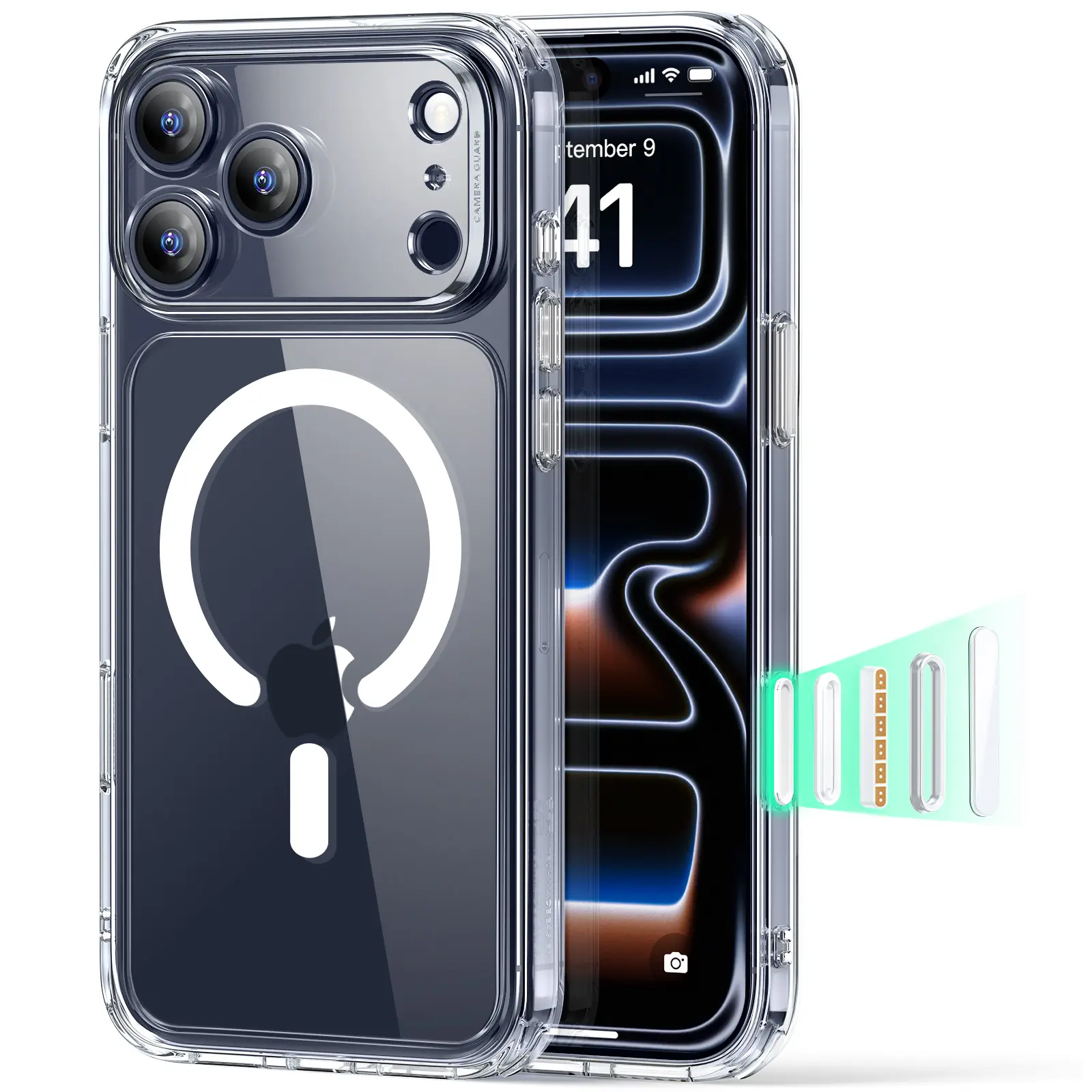 ESR for iPhone 17 Pro Max/Pro/Air Case, Camera Control, Compatible with MagSafe, Shockproof Military-Grade Protection, Magnetic Phone Case for Phone 2025, Classic Hybrid Case (HaloLock)