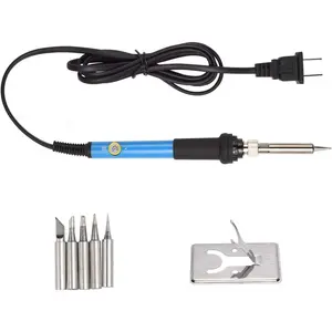 Electronics Soldering Iron Kit,60W 110V Adjustable Temperature Welding Tool Set, 5pcs Different Soldering Tips, Stand
