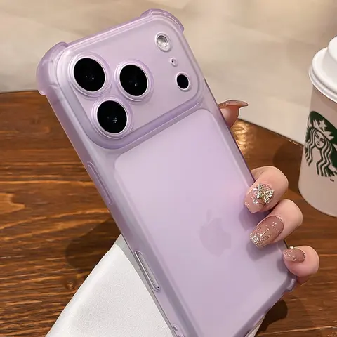 Luxury Matte Airbag Bumper Case for iPhone 18 17 16 15 Pro Max 14 Plus 13 Skin Feel Ultra Slim Shockproof Soft Cover
