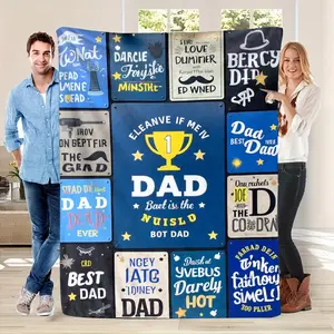 Pack of 1, the best dad blanket | Soft flannel plaid design with a sincere message, a warm gift for all seasons, suitable for Father's Day, Birthday, Christmas, touching blanket from daughter or son | Vivid design | Polyester knitted, machine washable