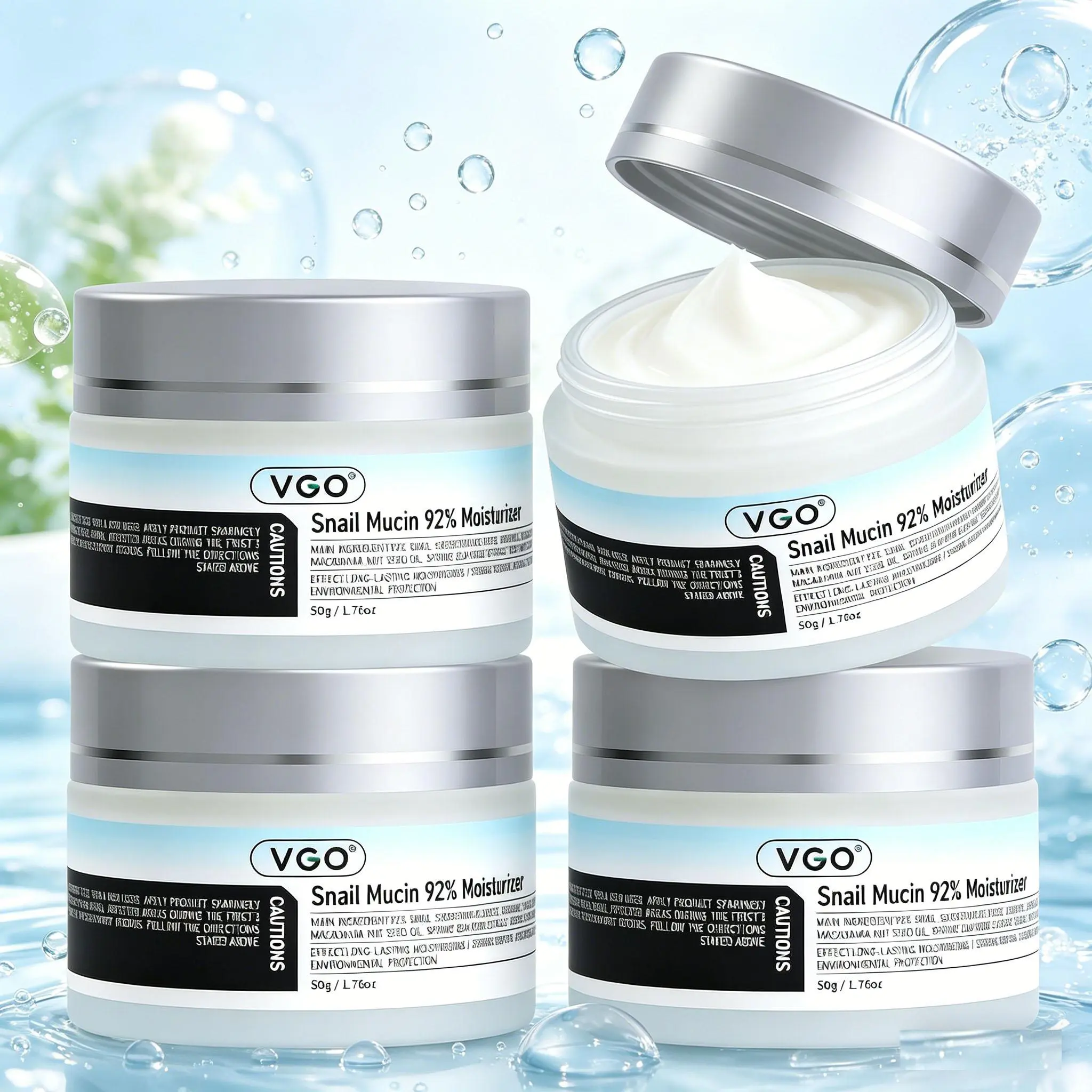 VGO Snail Mucin 92% Moisturizer 50g Daily Face Gel Cream (cremas para la cara) and Vitamin C Facial Serum Essence moisturizer