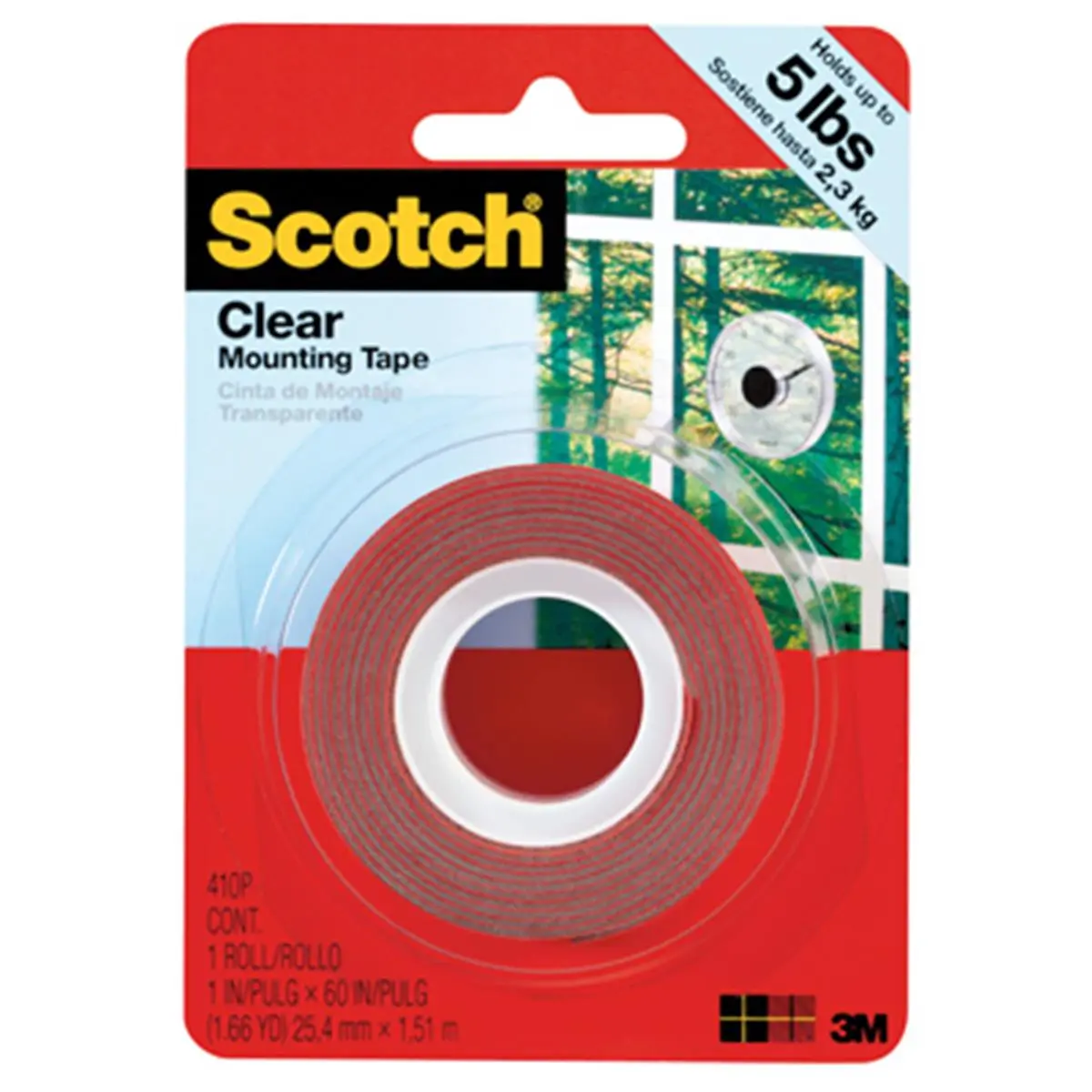 212 MAIN 3M 410P Transparent Adhesive Tape, Double Sided Self Adhesive, 60x0.045in No Drill Option, Multipurpose Mounting Tape for DIY, Scrapbooking & Stamping