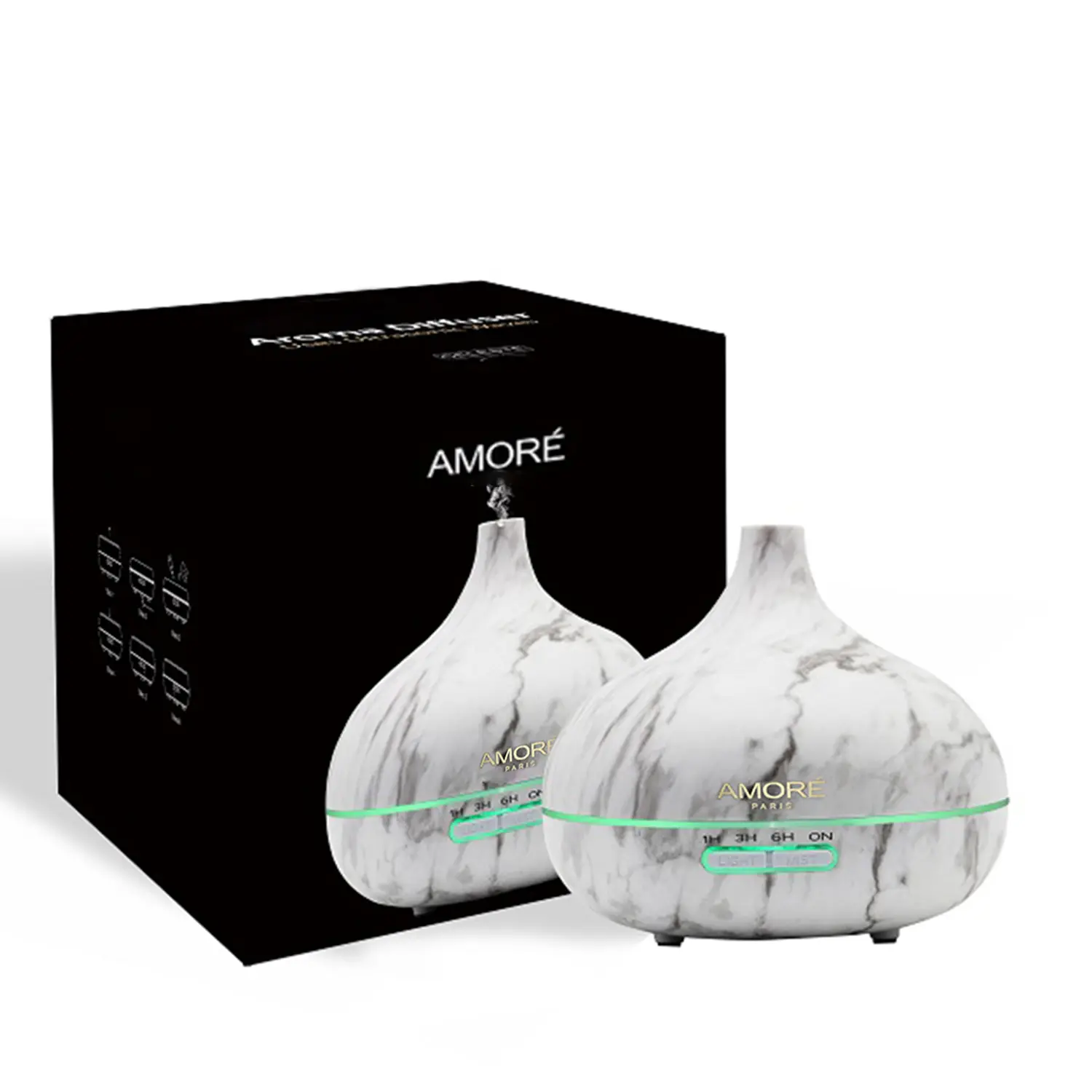 CELESTE 300ml Essential Oil Diffuser – Aromatherapy Cool Mist Diffuser with 7-Color Ambient Lighting, Timer, and Marble Finish