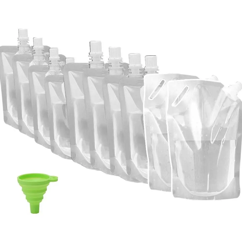 Food-Grade Synthetic Plastic Juice Travel Flask Bags, Portable Collapsible Leakproof Beverage Containers for Outdoor Hiking, Potluck Party, Home Organizer Storage (Seed Storage Compatible)