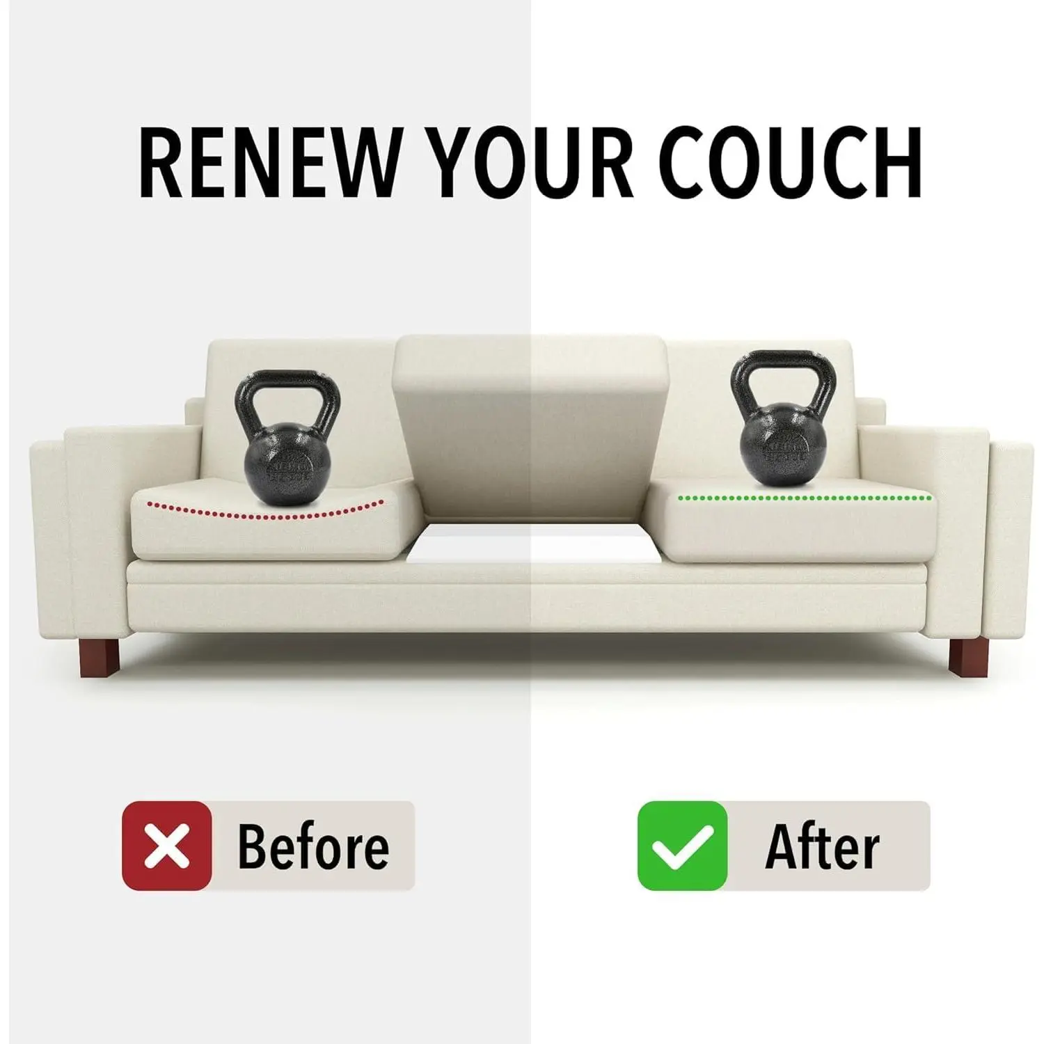 Furniture Seat - High-Density (1.8 Density 44-ILD) - White Foam Couch Sofa Cushion Cushion Sag Repair for Sofa Couch Loveseat Chair (20" x 20" ())