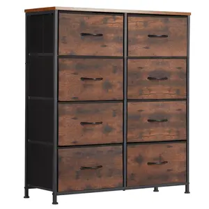 SURFOU Dresser with 8 Drawers, Storage Unit Organizer Chest for Clothes, Tall Dressers Chests of Drawers for Bedroom, Hallway, Living Room, Closet, Dorm Furniture,Steel Frame, Wood Top, Rust