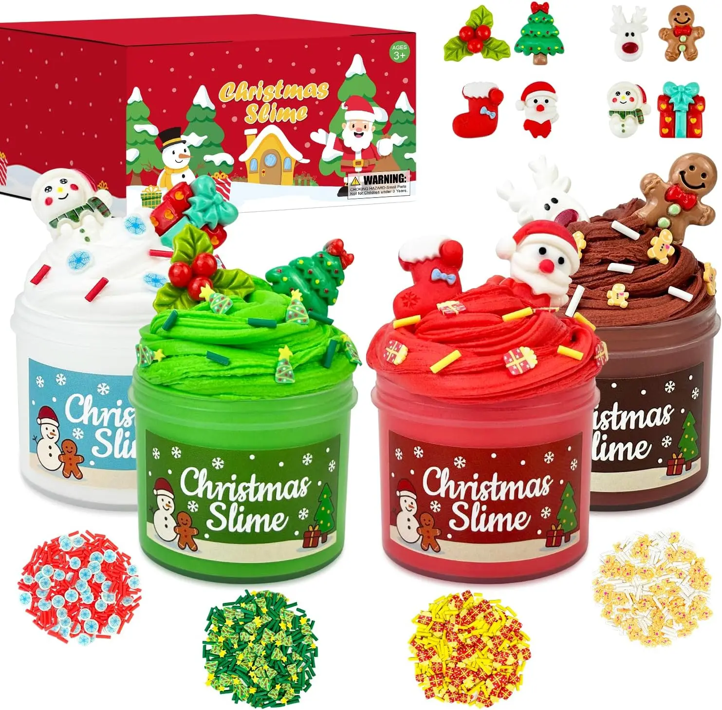 Christmas Slime Stocking Stuffers Gifts Toys for Kids 4 Pack, Xmas Party Favors Supplies Basket Goodie Bag Fillers for Toddler, School Classroom Non Candy Treats Prizes Stuff for Teens Boys Girls