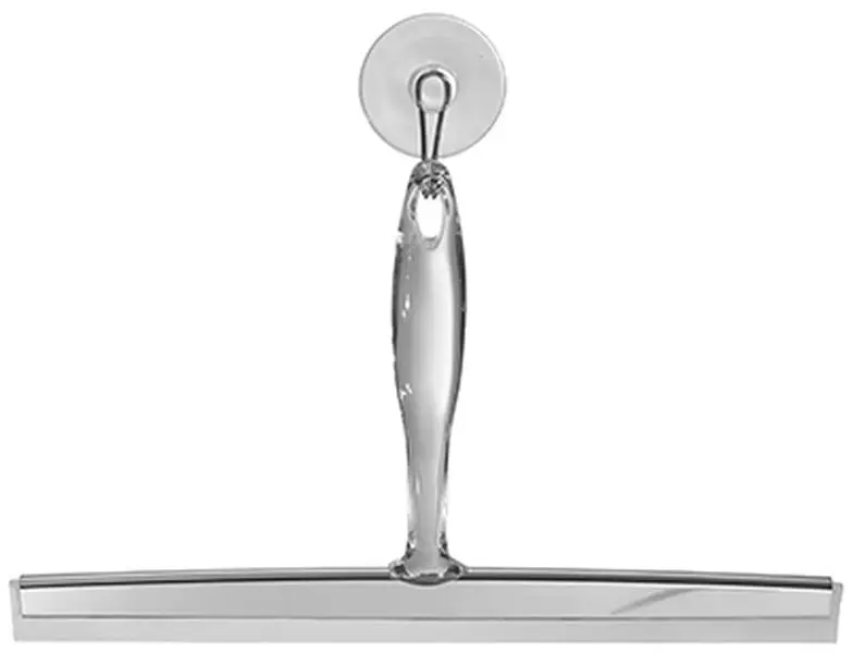 Interdesign 58740 Zia Durable Bath Squeegee - 12 in. Blade, 0.5 lbs, Plastic Body, Stainless Steel Accents, Suction Cup, Bendable Handle, Streak-Free Glass Drying Tool for Bathroom Surfaces, Removes Streaks