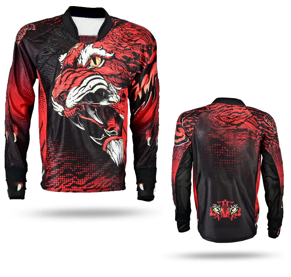 Galaxy High Quality Paintball Long Sleeve Padded Lightweight Jersey Black/Red - 1132