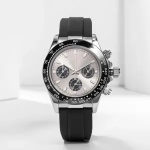 Men's 41mm Daytona Luxury Waterproof Stainless Steel Round Chronograph Quartz Wristwatch - Casual Fashion Timepiece
