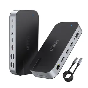 MOKiN 16 in 1 USB C Laptop Docking Station 4 Monitors with 2 HDMI, DP, 100W PD, USB 3.1/3.0/2.0, RJ 45 Ethernet, SD/TF, Audio for Dell/HP/Lenovo/Asus/Acer
