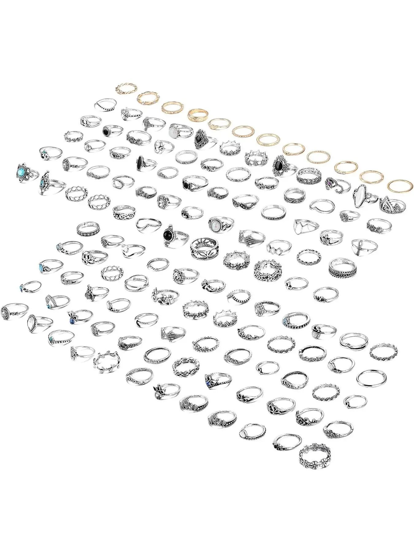 132PCS Boemia Knuckle Ring Set per donna Hollow Silver Fashion Midi Finger Rings Vintage Stackable Knuckle Midi Rings Set Stacking Rings