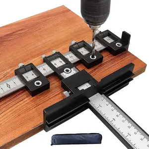 Woodworking Square Tool, Woodworking Square Protractor, Measuring Ruler, Multipurpose Wood Drilling Dowelling Guide Tool, Cabinet Hardware Jig Tool for Installation of Handles Knobs on Doors and Drawer