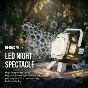 Upgrade Desktop Bubble Machine, Unisex, Auto Rotate Light Effect, Party Wedding Essential, Requires 4 Aa Batteries, Ages 3+