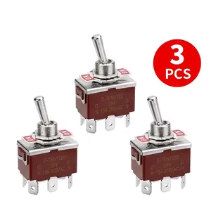 3PCS Heavy Duty DPDT ON/OFF/ON Toggle Switch 20A 125V/15A 250V Screw Terminals