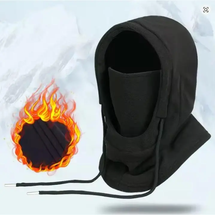 1pc Adult Winter Windproof Thermal Neck Guard Balaclava, Warm Fleece Cotton Face Mask Neck Warmer Hooded Cap, -20°C Resistant Moto Gear, Heat Insulating for Men, Neck Guard Balaclavas